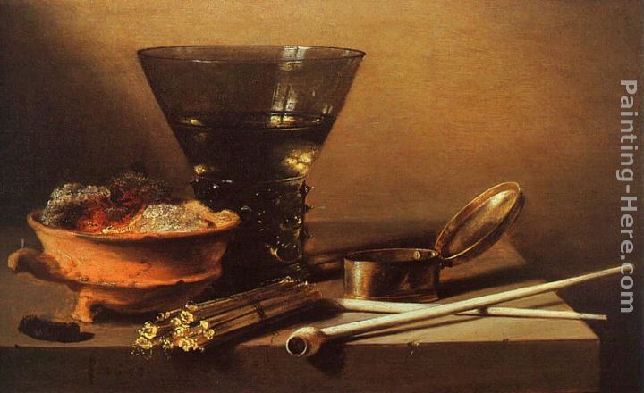 Still Life with Wine and Smoking Implements
